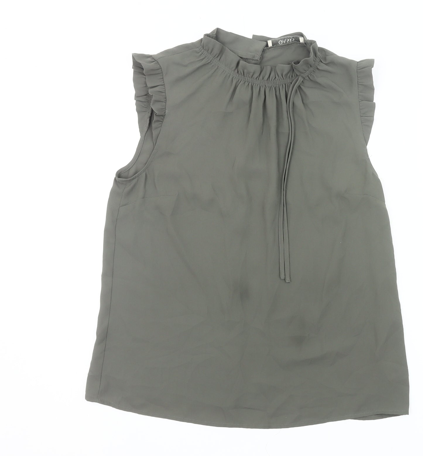 Oasis Women’s Green High Neck Ruffle Tunic Blouse UK 10