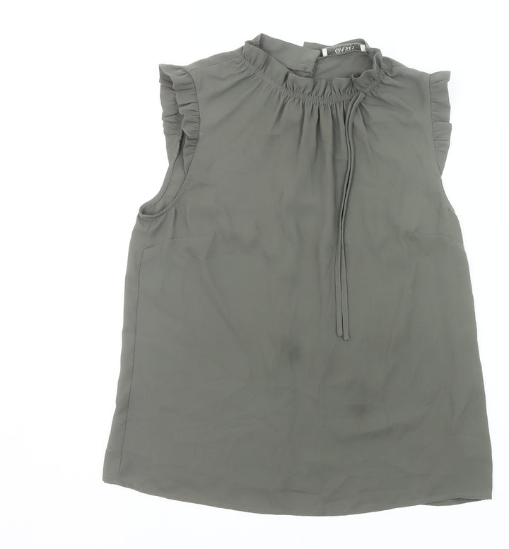 Oasis Women’s Green High Neck Ruffle Tunic Blouse UK 10