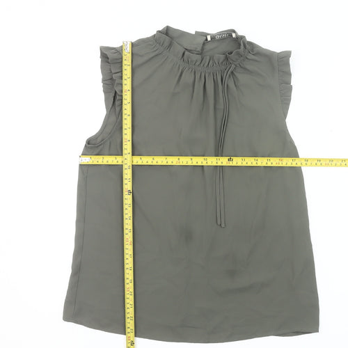 Oasis Women’s Green High Neck Ruffle Tunic Blouse UK 10
