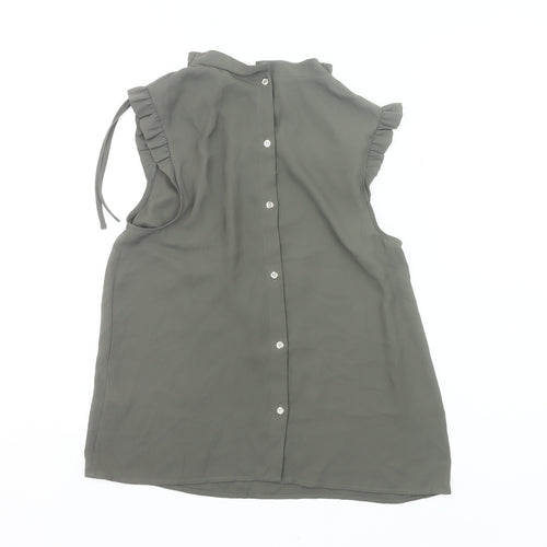 Oasis Women’s Green High Neck Ruffle Tunic Blouse UK 10