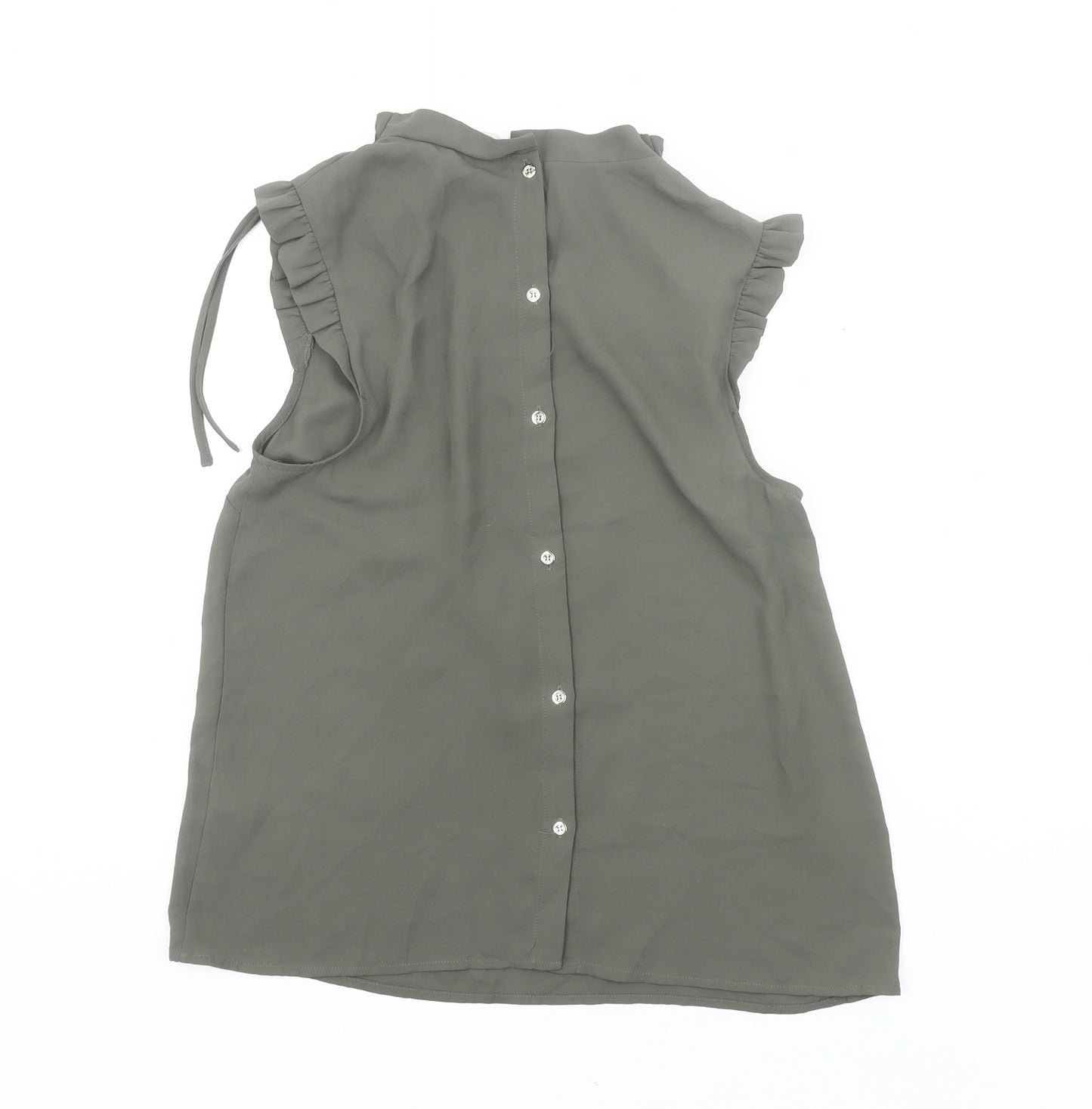 Oasis Women’s Green High Neck Ruffle Tunic Blouse UK 10