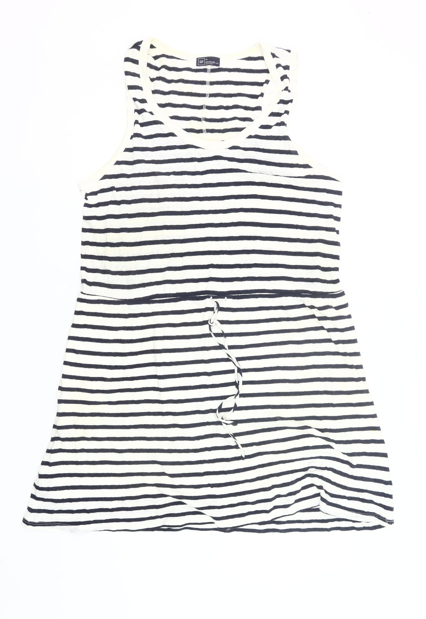 GAP Women’s XL Black White Striped Tank Dress Linen Cotton