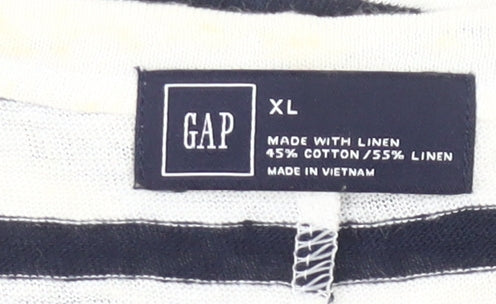 GAP Women’s XL Black White Striped Tank Dress Linen Cotton