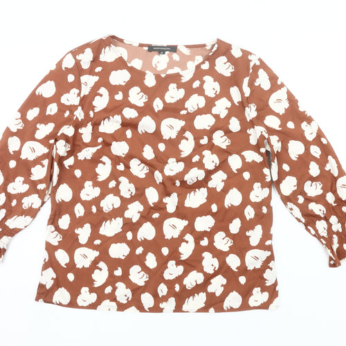 French Connection Women’s Brown Floral Blouse Size M Long Sleeve