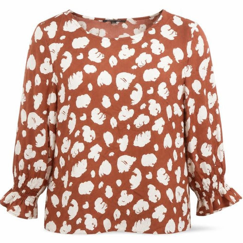 French Connection Women’s Brown Floral Blouse Size M Long Sleeve
