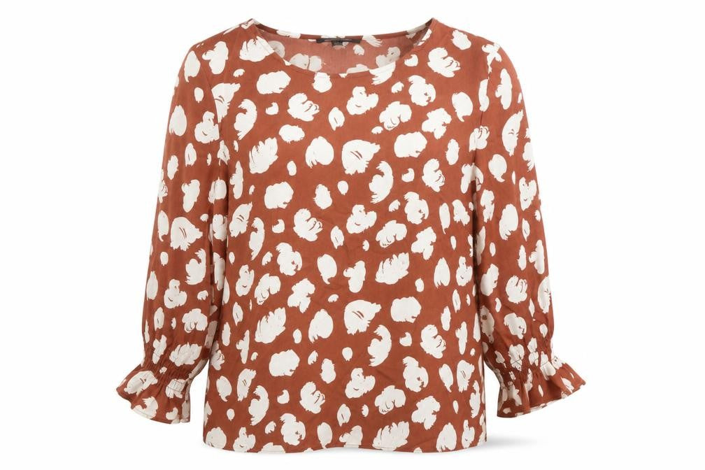 French Connection Women’s Brown Floral Blouse Size M Long Sleeve