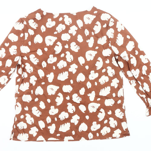 French Connection Women’s Brown Floral Blouse Size M Long Sleeve