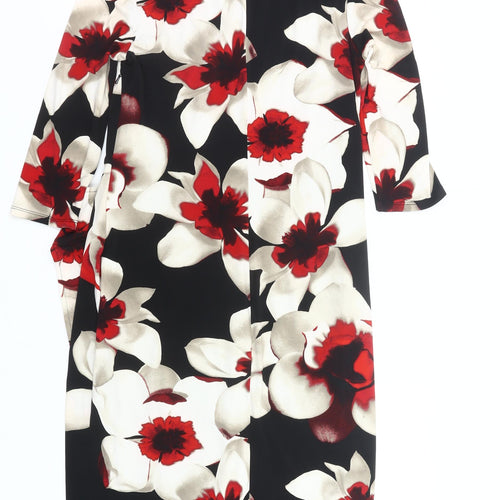 Gina Bacconi Women’s Black Red Floral Sheath Dress UK 12