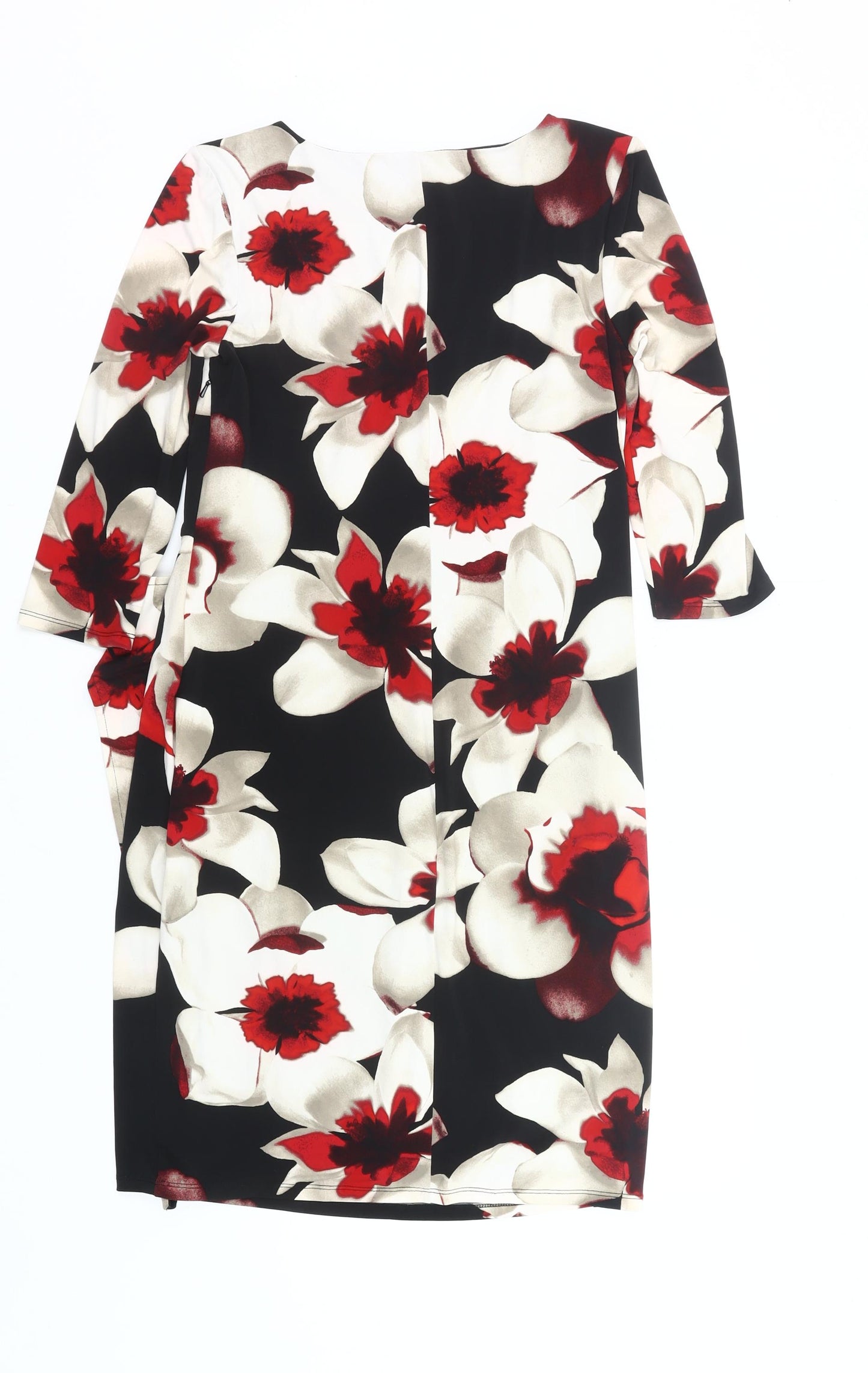 Gina Bacconi Women’s Black Red Floral Sheath Dress UK 12