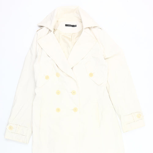 InWear Women’s Ivory Trench Coat UK 10 Buttoned Mid-Length Lined