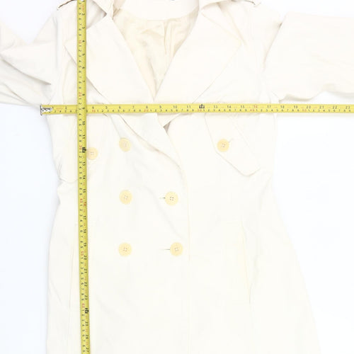 InWear Women’s Ivory Trench Coat UK 10 Buttoned Mid-Length Lined