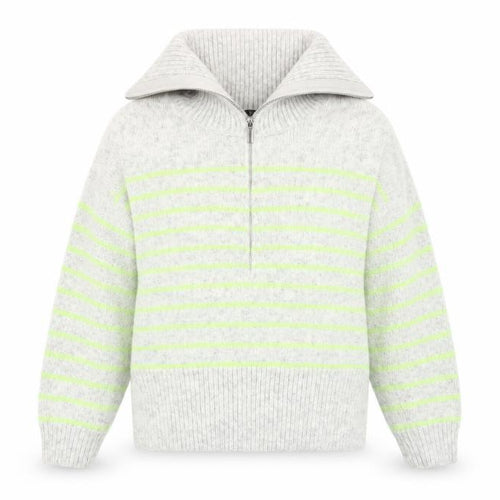 George Women Grey Striped Chunky Knit Half Zip Jumper Size 8-10
