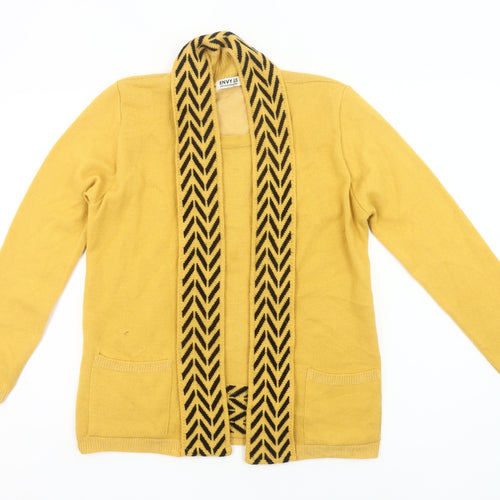 Envy Us Womens Yellow Cardigan S Regular Knit Open Pockets