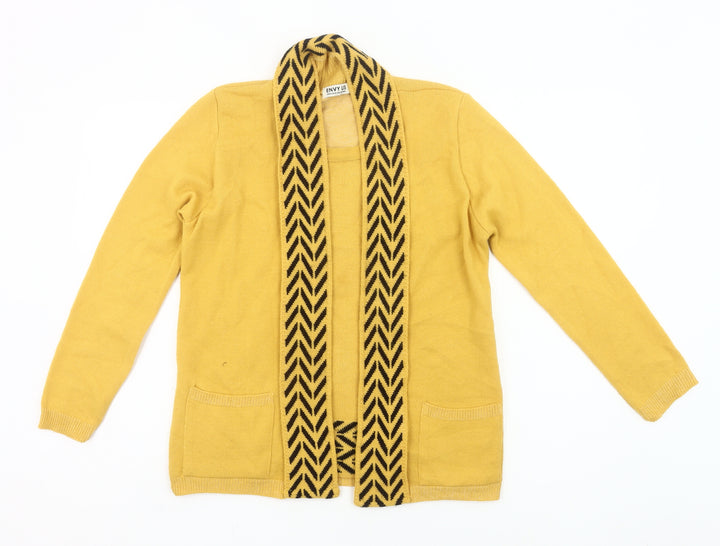 Envy Us Womens Yellow Cardigan S Regular Knit Open Pockets