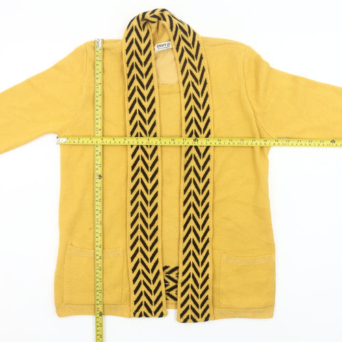 Envy Us Womens Yellow Cardigan S Regular Knit Open Pockets