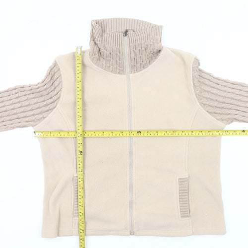 Klass Collection Womens Beige Full Zip Knit Sleeve Jacket Size L