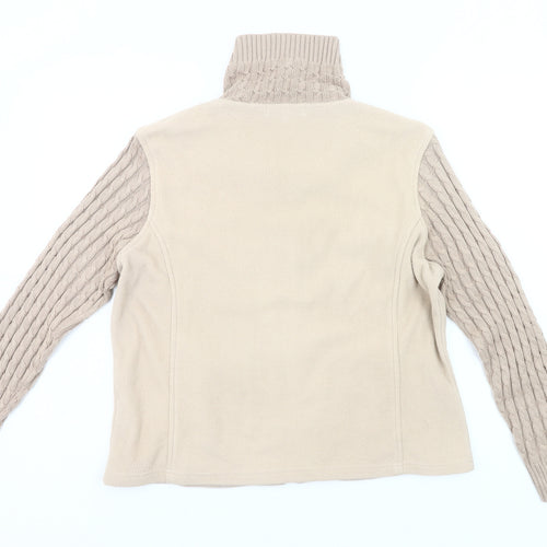 Klass Collection Womens Beige Full Zip Knit Sleeve Jacket Size L