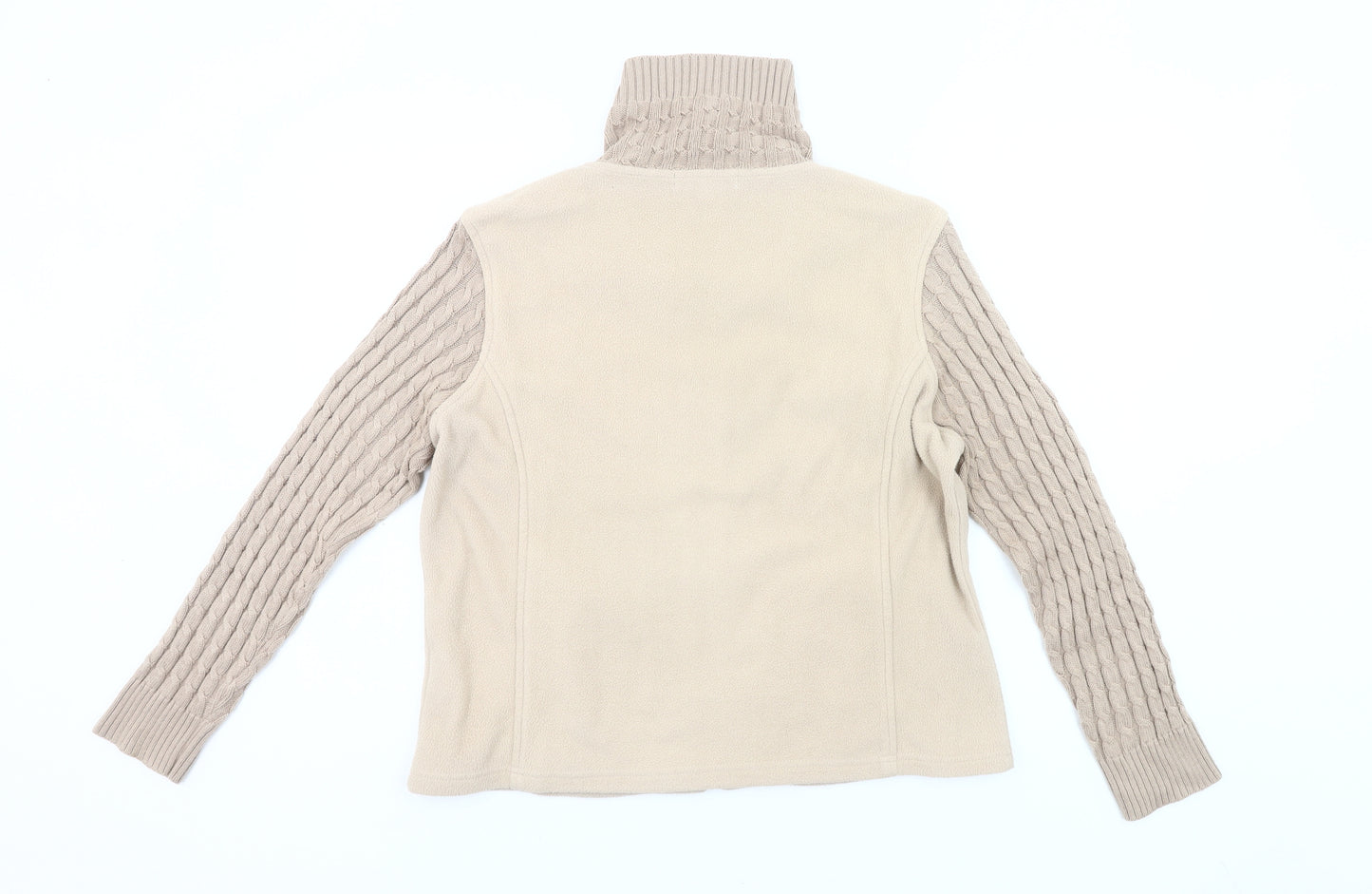 Klass Collection Womens Beige Full Zip Knit Sleeve Jacket Size L