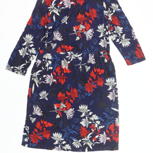 Joules Women’s Multicoloured Floral Shift Dress UK 12 Knee Length 3/4 Sleeve