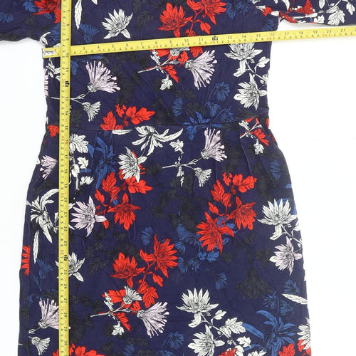 Joules Women’s Multicoloured Floral Shift Dress UK 12 Knee Length 3/4 Sleeve