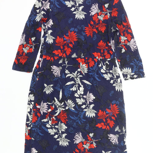 Joules Women’s Multicoloured Floral Shift Dress UK 12 Knee Length 3/4 Sleeve