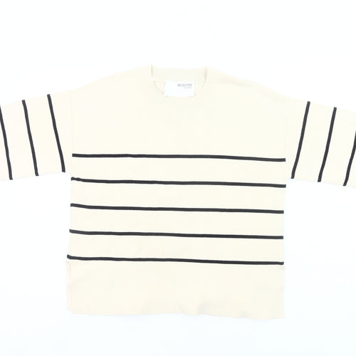 Selected Femme Women’s Beige Striped Knit Pullover Jumper XS