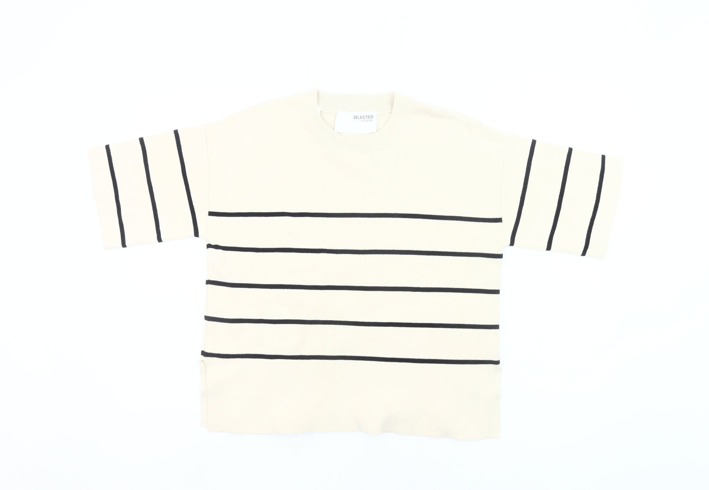 Selected Femme Women’s Beige Striped Knit Pullover Jumper XS