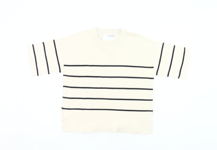 Selected Femme Women’s Beige Striped Knit Pullover Jumper XS