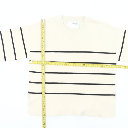 Selected Femme Women’s Beige Striped Knit Pullover Jumper XS