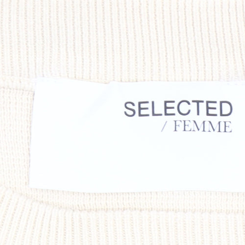 Selected Femme Women’s Beige Striped Knit Pullover Jumper XS