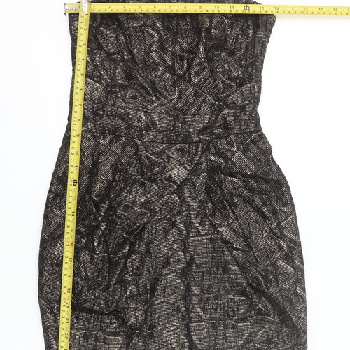Karen Millen Women's Black Gold Bodycon Strapless Dress Size 6