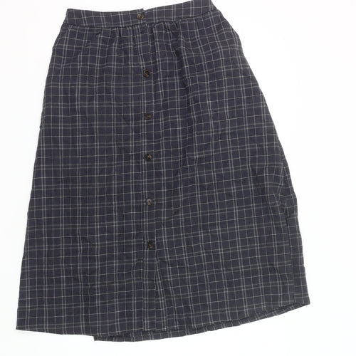Damart Women’s Blue Check A-Line Midi Skirt UK 10