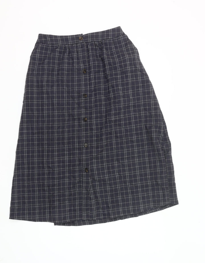Damart Women’s Blue Check A-Line Midi Skirt UK 10