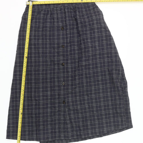 Damart Women’s Blue Check A-Line Midi Skirt UK 10