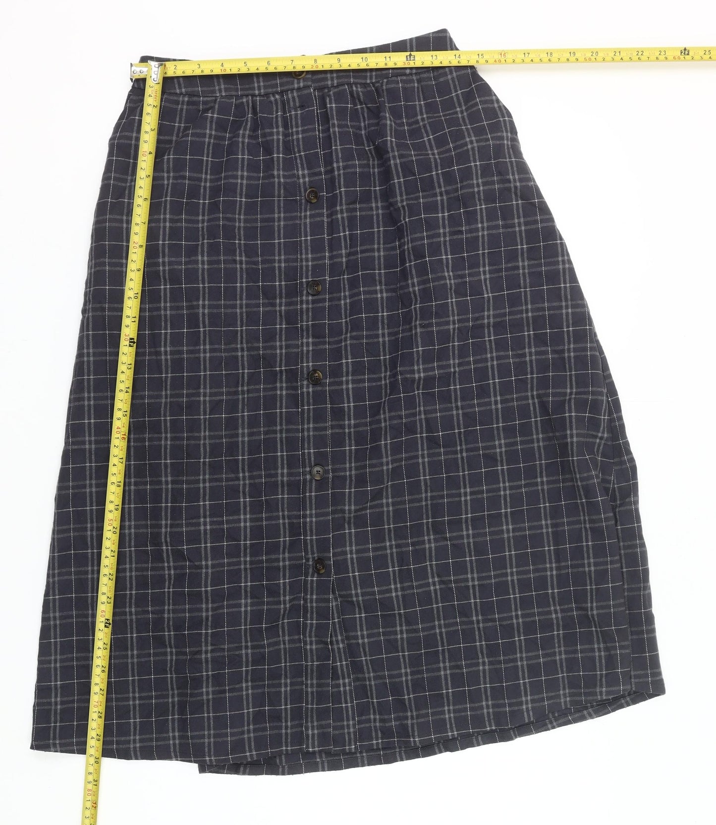 Damart Women’s Blue Check A-Line Midi Skirt UK 10
