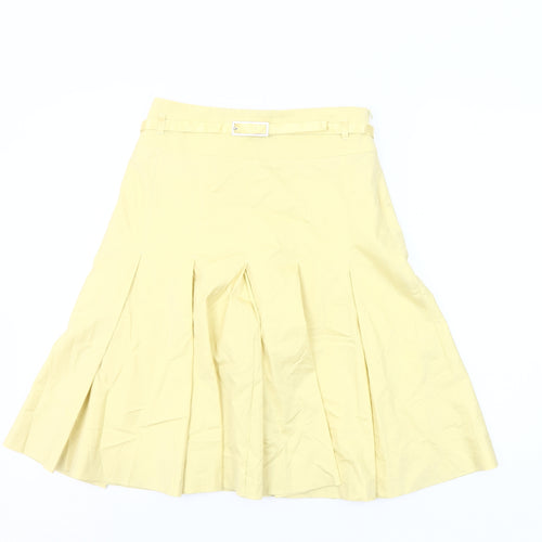 Karen Millen Women’s Yellow A-Line Pleated Knee Length Skirt UK 8