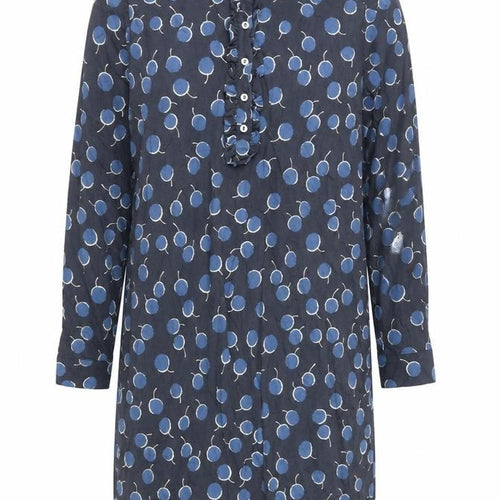 Boden Women’s Blue Polka Dot Shirt Dress Size 16 Long Sleeve Cotton