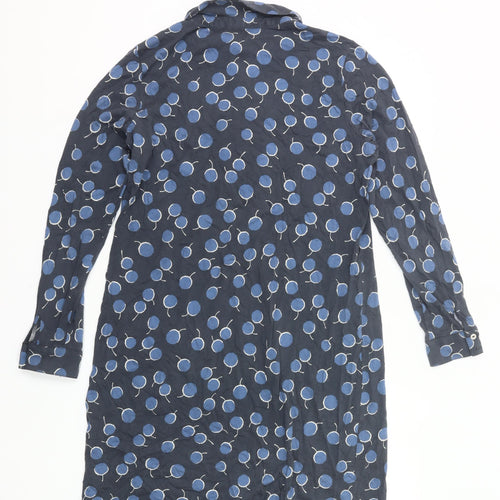 Boden Women’s Blue Polka Dot Shirt Dress Size 16 Long Sleeve Cotton