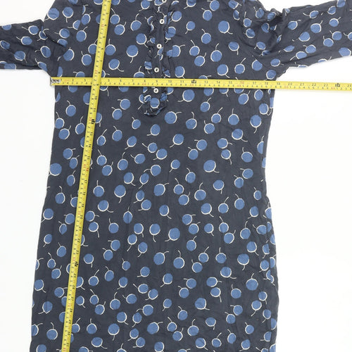 Boden Women’s Blue Polka Dot Shirt Dress Size 16 Long Sleeve Cotton