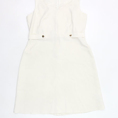Dorothy Perkins Women Ivory Sheath Dress UK 12 Sleeveless Workwear