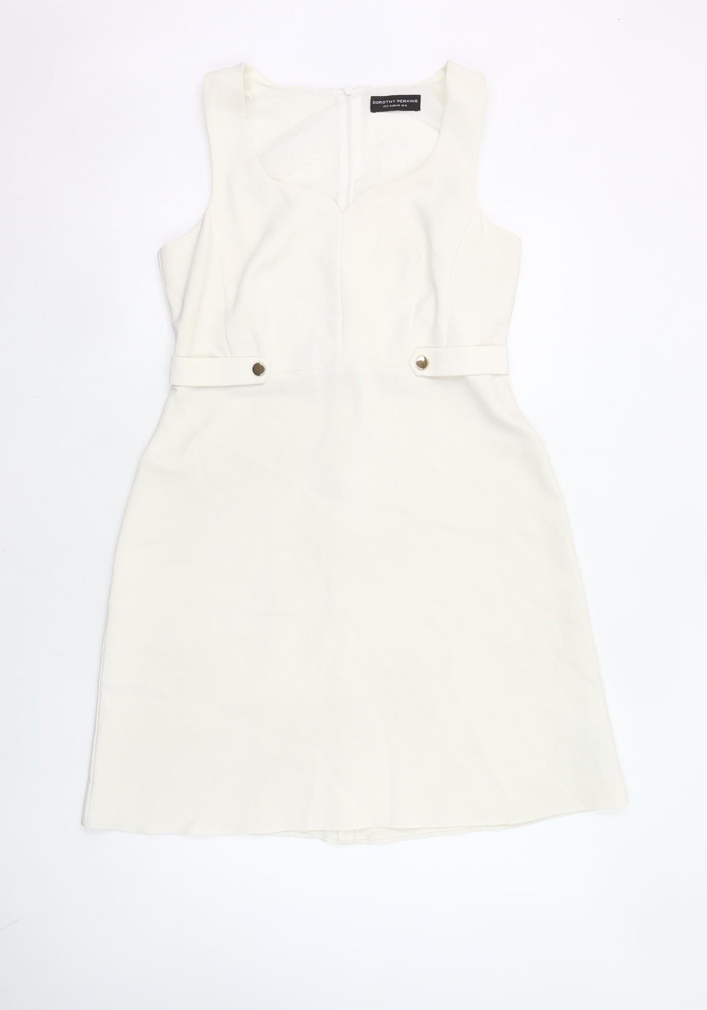 Dorothy Perkins Women Ivory Sheath Dress UK 12 Sleeveless Workwear
