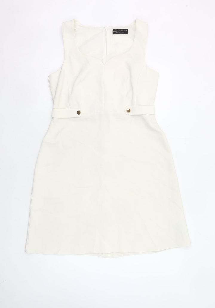 Dorothy Perkins Women Ivory Sheath Dress UK 12 Sleeveless Workwear