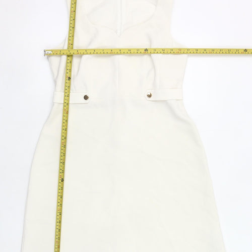 Dorothy Perkins Women Ivory Sheath Dress UK 12 Sleeveless Workwear