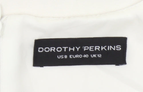 Dorothy Perkins Women Ivory Sheath Dress UK 12 Sleeveless Workwear
