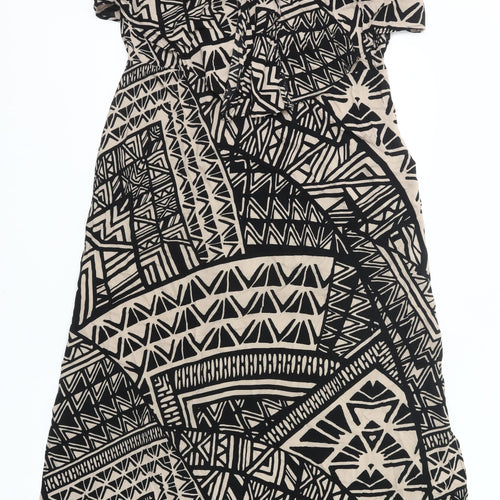 Marks and Spencer Women’s Black Beige Tribal Viscose A-Line Dress UK 14
