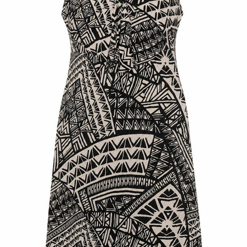 Marks and Spencer Women’s Black Beige Tribal Viscose A-Line Dress UK 14