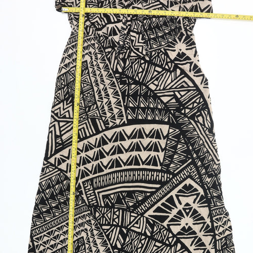 Marks and Spencer Women’s Black Beige Tribal Viscose A-Line Dress UK 14