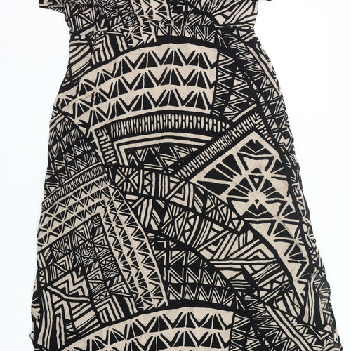 Marks and Spencer Women’s Black Beige Tribal Viscose A-Line Dress UK 14