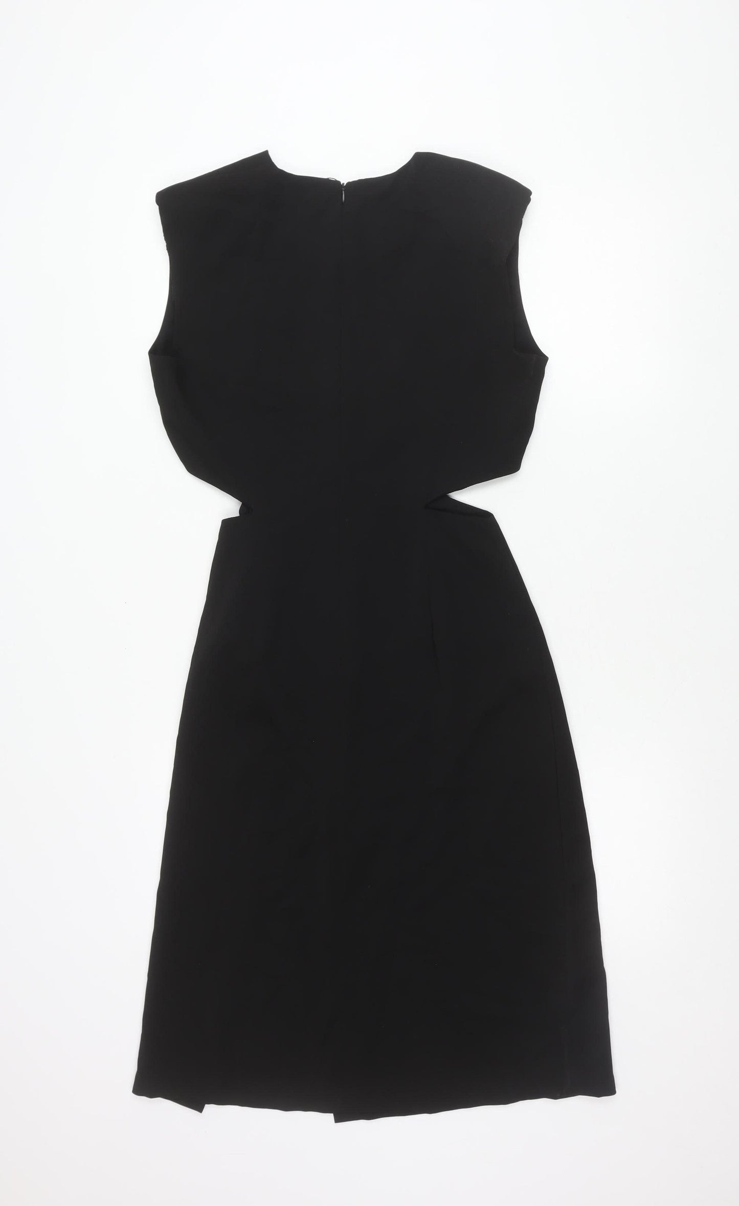 Zara Women Black Short Sleeve Sheath Knee Length Dress S