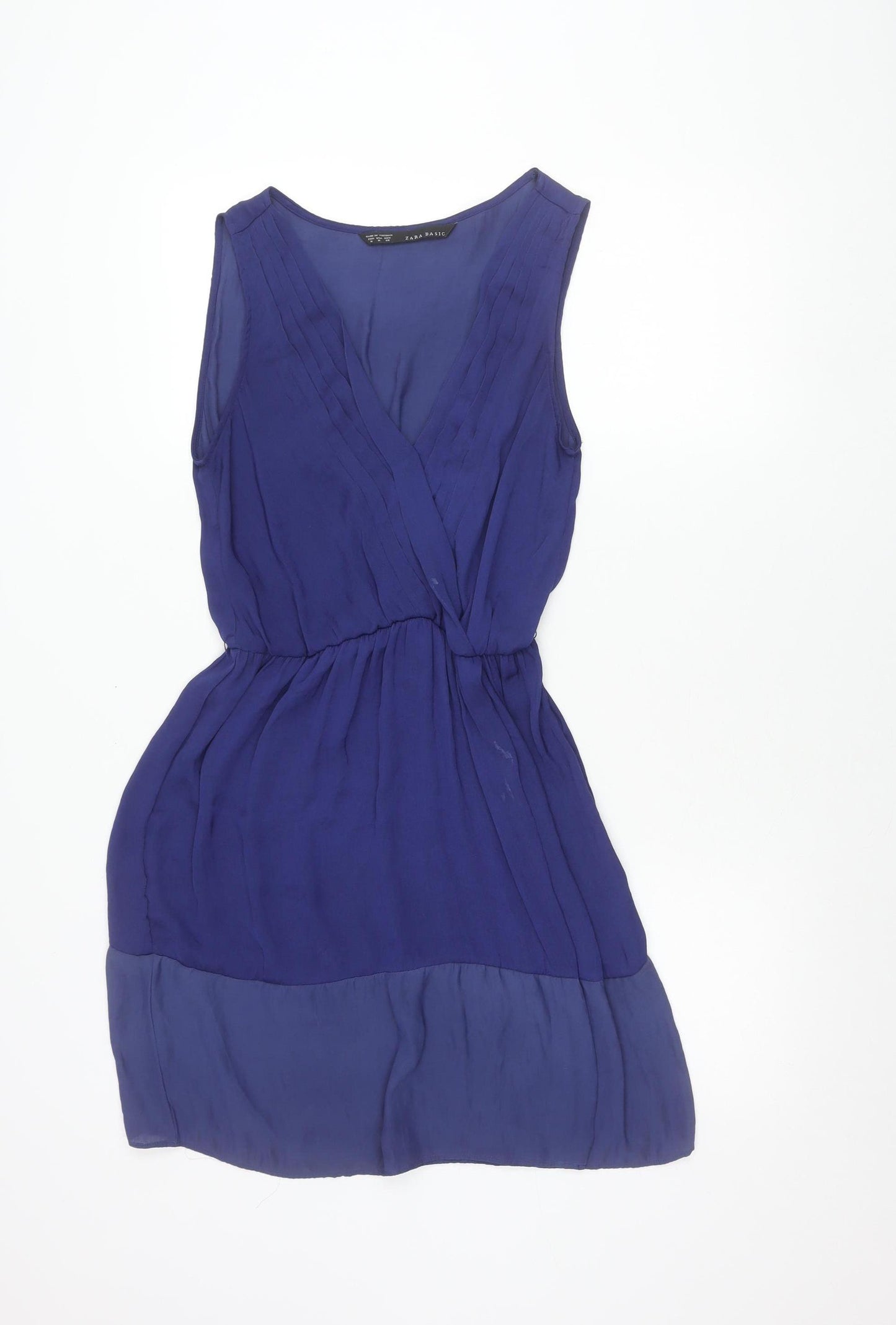 Zara Basic Women’s Blue Sleeveless V-Neck Wrap Dress Size 12